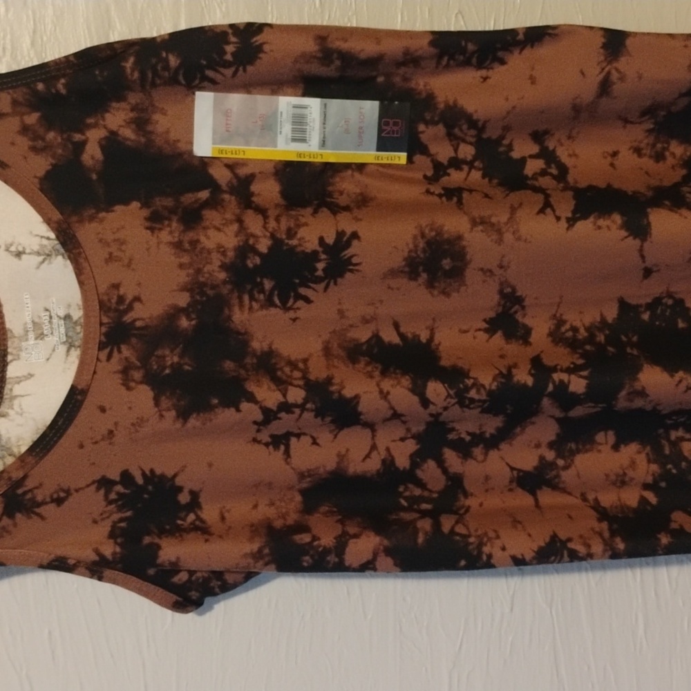 No Boundaries women's tank top NWT (11-13) tie dye brown black